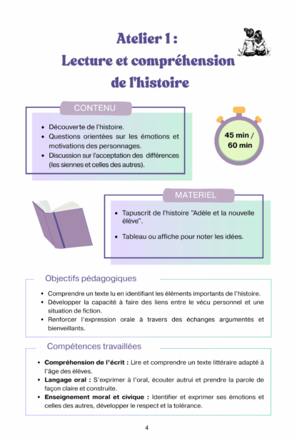 Dossier pédagogique (pdf à imprimer) "Adèle et la nouvelle élève" - Thème "T'aimer comme tu es" – Image 4